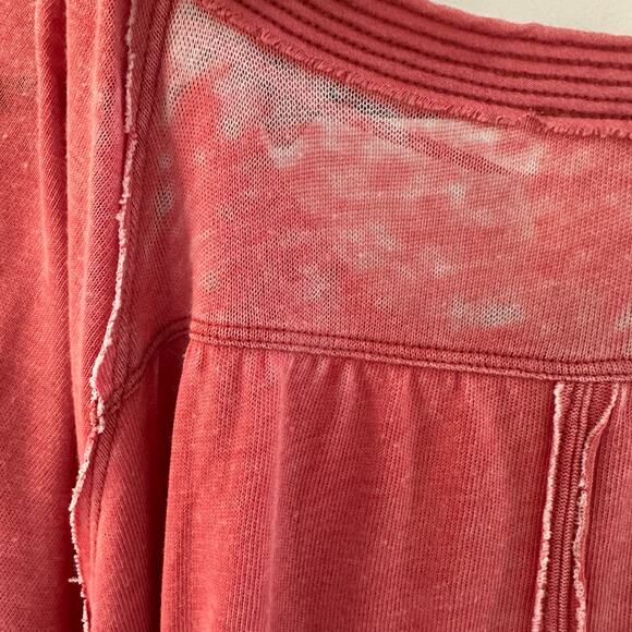 Free People We The Free Red Arcadia Henley Top Size Large - Picture 7 of 9